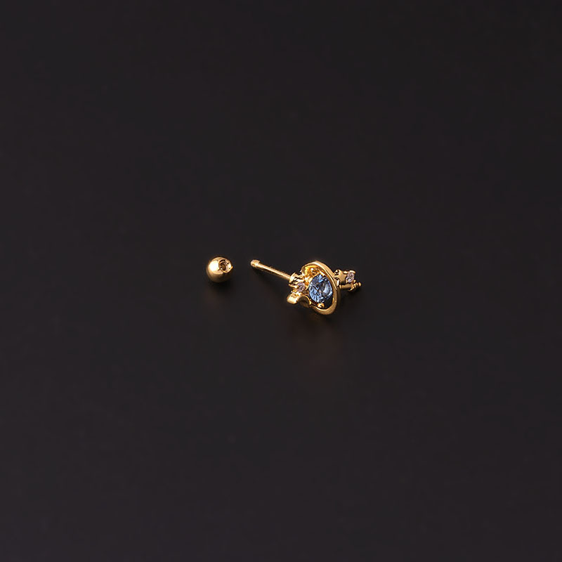 1 Piece Simple Series Classic Moon & Star Titanium Steel  Gold Color Material Zircon Women's Stud Earrings 